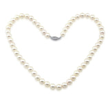 14K White Gold 7–7.5mm White Akoya Cultured Pearl Necklace, 18"