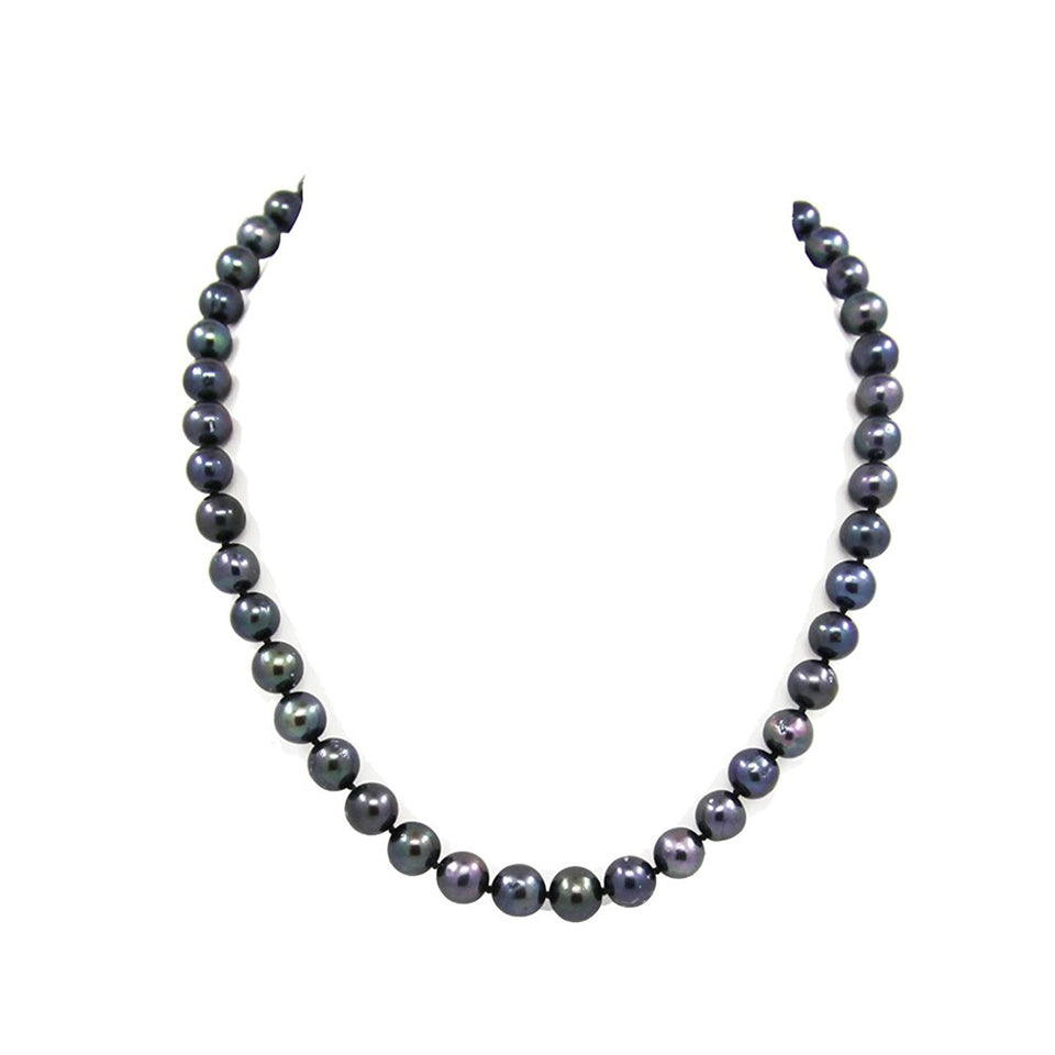 9–10mm Black Freshwater Cultured Pearl Necklace, 18"