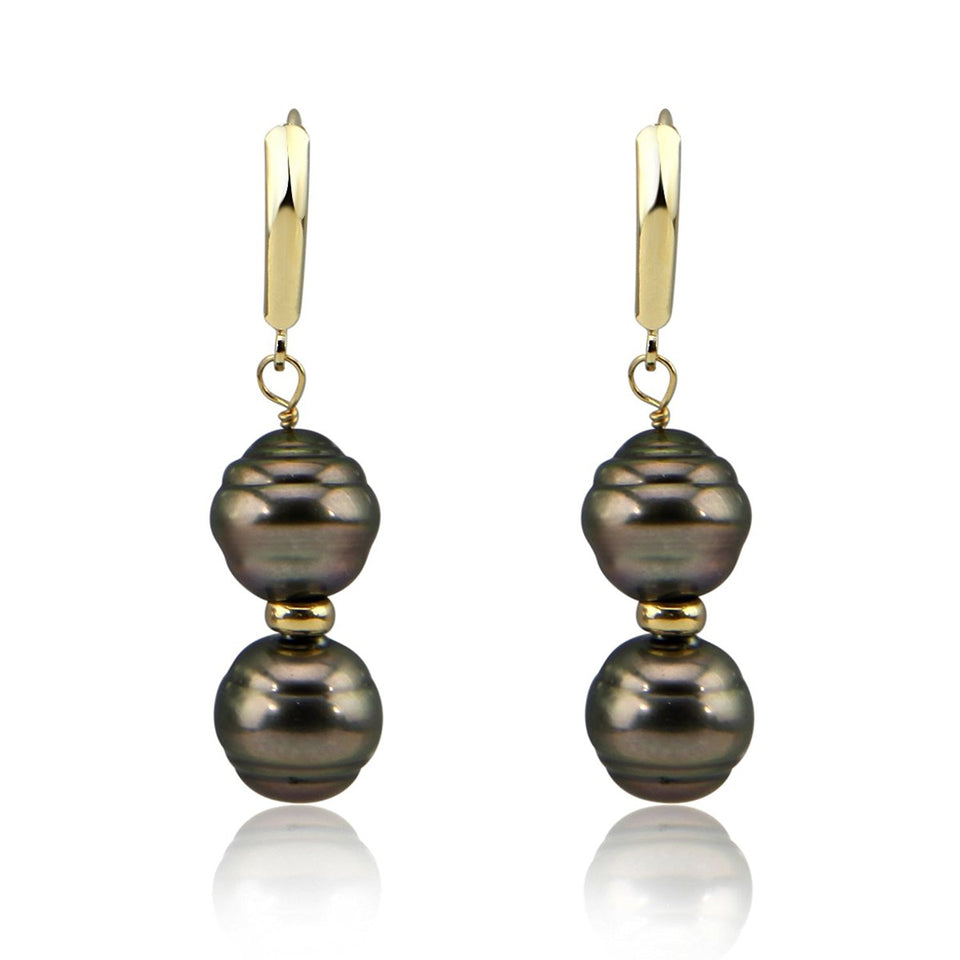 14K Yellow Gold 11–12mm Baroque Tahitian Cultured Pearl Lever-Back Earring
