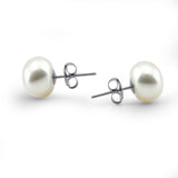 Sterling Silver 6–7mm White Freshwater Cultured Pearl Button Stud Earrings