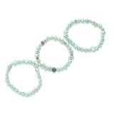 Genuine Freshwater Cultured Pearl 7-8mm Light Blue Stretch Bracelets with Base Metal Beads (Set of 3), 7.5" — product view 2