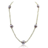 14K Yellow Gold 4–5mm White and 11–13mm Lavender Baroque Freshwater Cultured Pearl Necklace, 16", and Earring Set