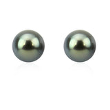 14K White Gold 8–9mm Dark Grey Tahitian Cultured Pearl Stud Earrings