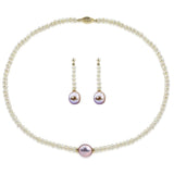 14K Gold Lavender & White Baroque Freshwater Pearl Set, 16"