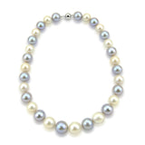 14K White Gold 11–14mm Grey and White Freshwater Cultured Pearl Necklace, 18"
