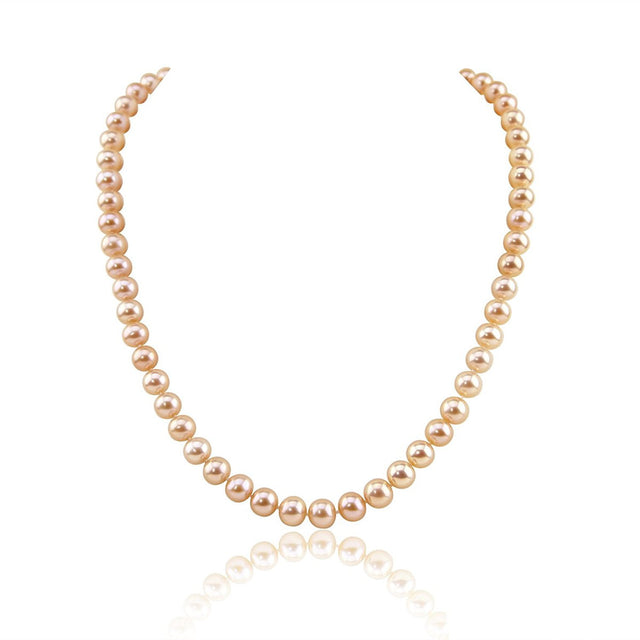 14K White Gold 7–8mm Pink Freshwater Cultured Pearl Necklace, 20"
