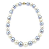 14K White Gold 11–14mm Grey and White Freshwater Cultured Pearl Necklace, 20"
