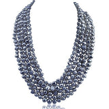 16-22 Inch 7-8mm 5-Row Baroque Grey Freshwater Cultured Pearl Necklace with Mother-of-Pearl Metal Clasp — product view 2