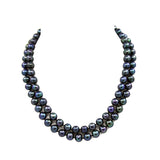 2-Row 9–10mm Black Freshwater Cultured Pearl Necklace, 17" and 18.5"