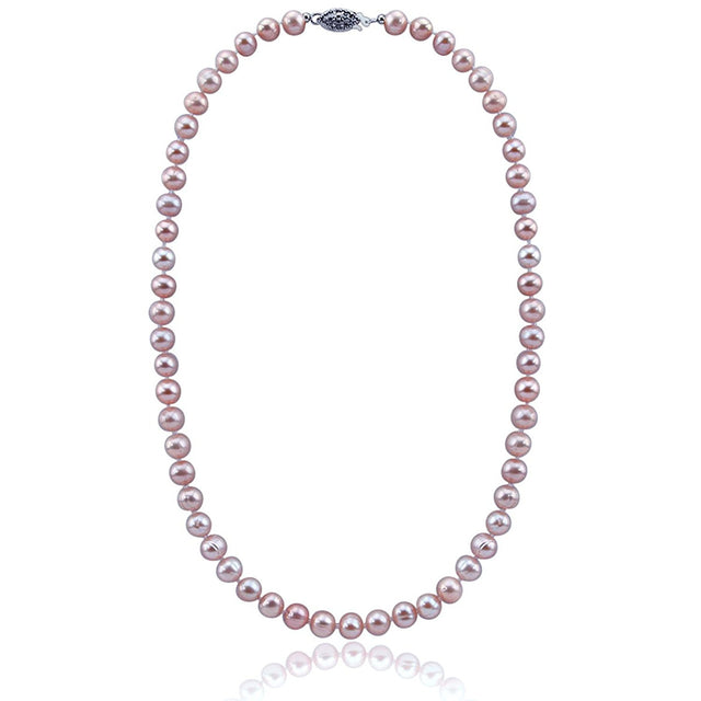 8–9mm Lavender Freshwater Cultured Pearl Necklace, 18", with Base-Metal Clasp