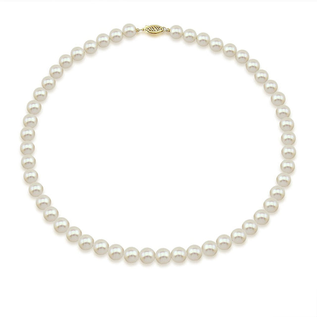14K Yellow Gold 7–8mm White Freshwater Cultured Pearl Necklace, 17"