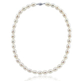 14K White Gold 8–9mm White Oval Freshwater Cultured Pearl Necklace, 18"
