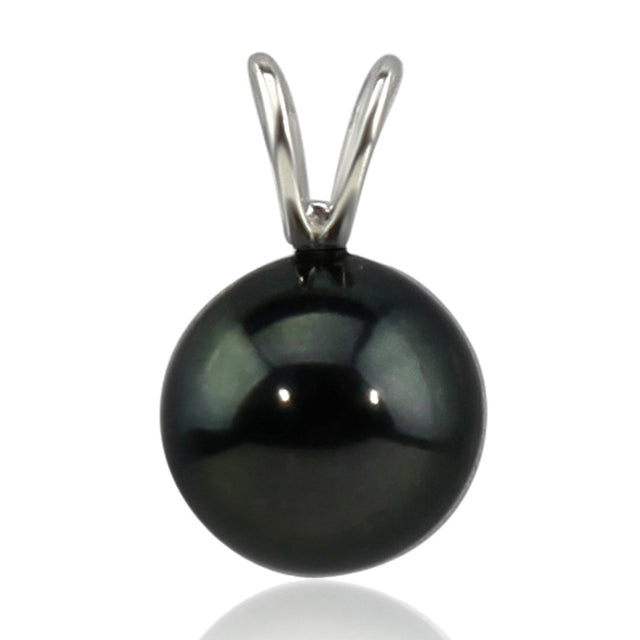 14K White Gold 6.5–7mm Dyed Black Akoya Cultured Pearl Pendant