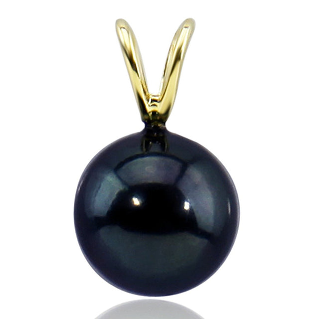 14K Yellow Gold 7–7.5mm Dyed Black Akoya Cultured Pearl Pendant
