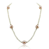 14K Yellow Gold 4–5mm White and 11–13mm Pink Baroque Freshwater Cultured Pearl Necklace, 20", and Earring Set
