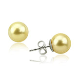 14K White Gold 9–10mm Golden South Sea Cultured Pearl Stud Earrings