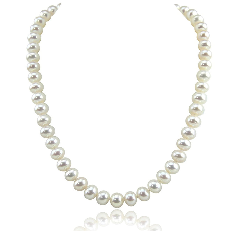 14K Gold 8.5–9.5mm White Freshwater Pearl Necklace, 20"