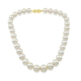 14K Yellow Gold 11–15mm White Freshwater Cultured Pearl Necklace, 17", Queen Style