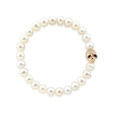 7–8mm White Freshwater Pearl Skull Bead Bracelet, 8"