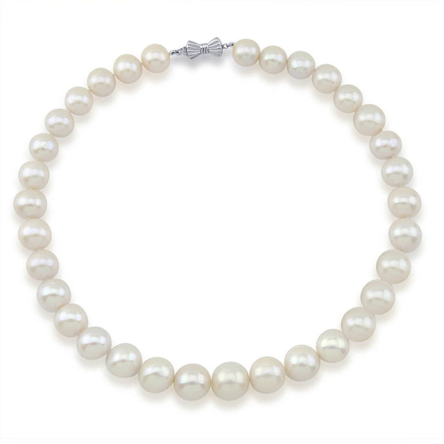 14K White Gold 11–15mm White Freshwater Cultured Pearl Necklace, 17.5", Queen Style