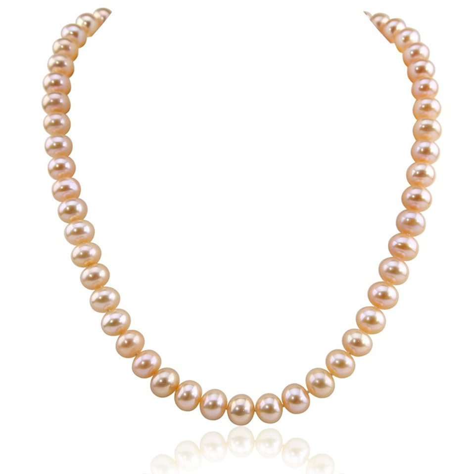 14K Yellow Gold 8.5–9.5mm Pink Freshwater Cultured Pearl Necklace, 18"