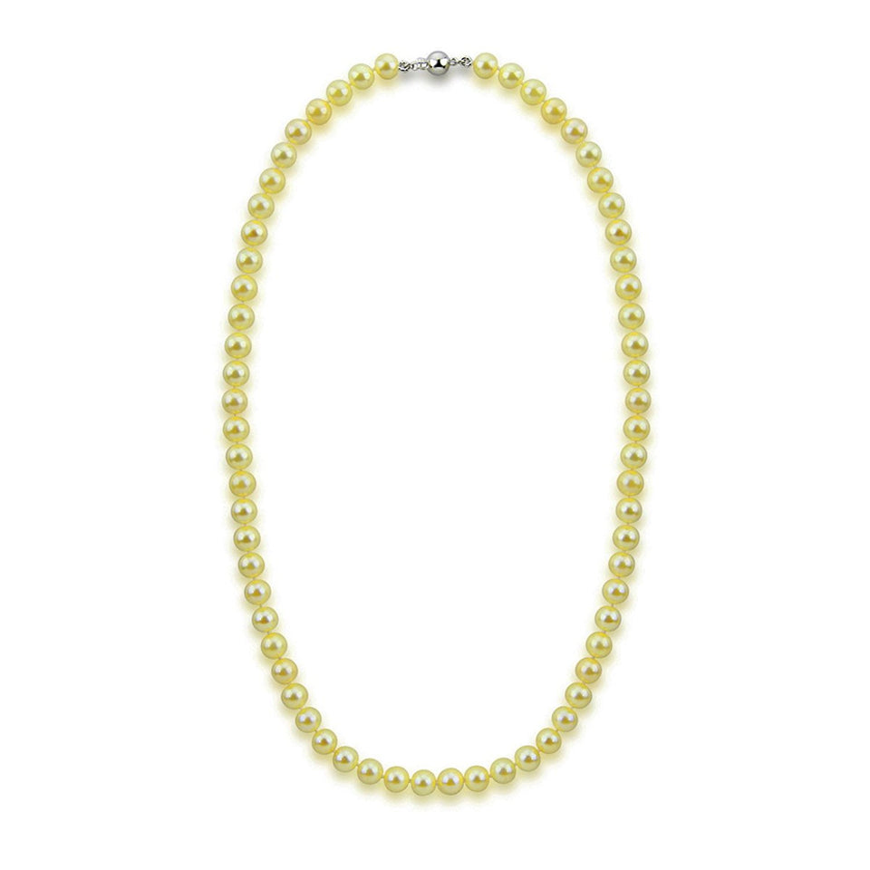 14K White Gold 7–7.5mm Golden Akoya Cultured Pearl Necklace, 20"