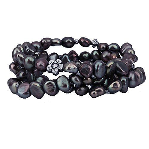 7–8mm Dark Chocolate Brown Pearl Stretch Bracelets, Set of 3