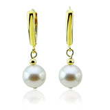 14K Yellow Gold 8.5-9.0mm Akoya Cultured Pearl Lever-Back Earrings — product view 2