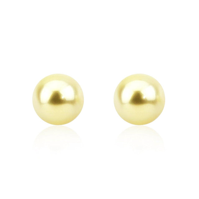 14K Gold 9–10mm Light Golden South Sea Pearl Stud Earrings