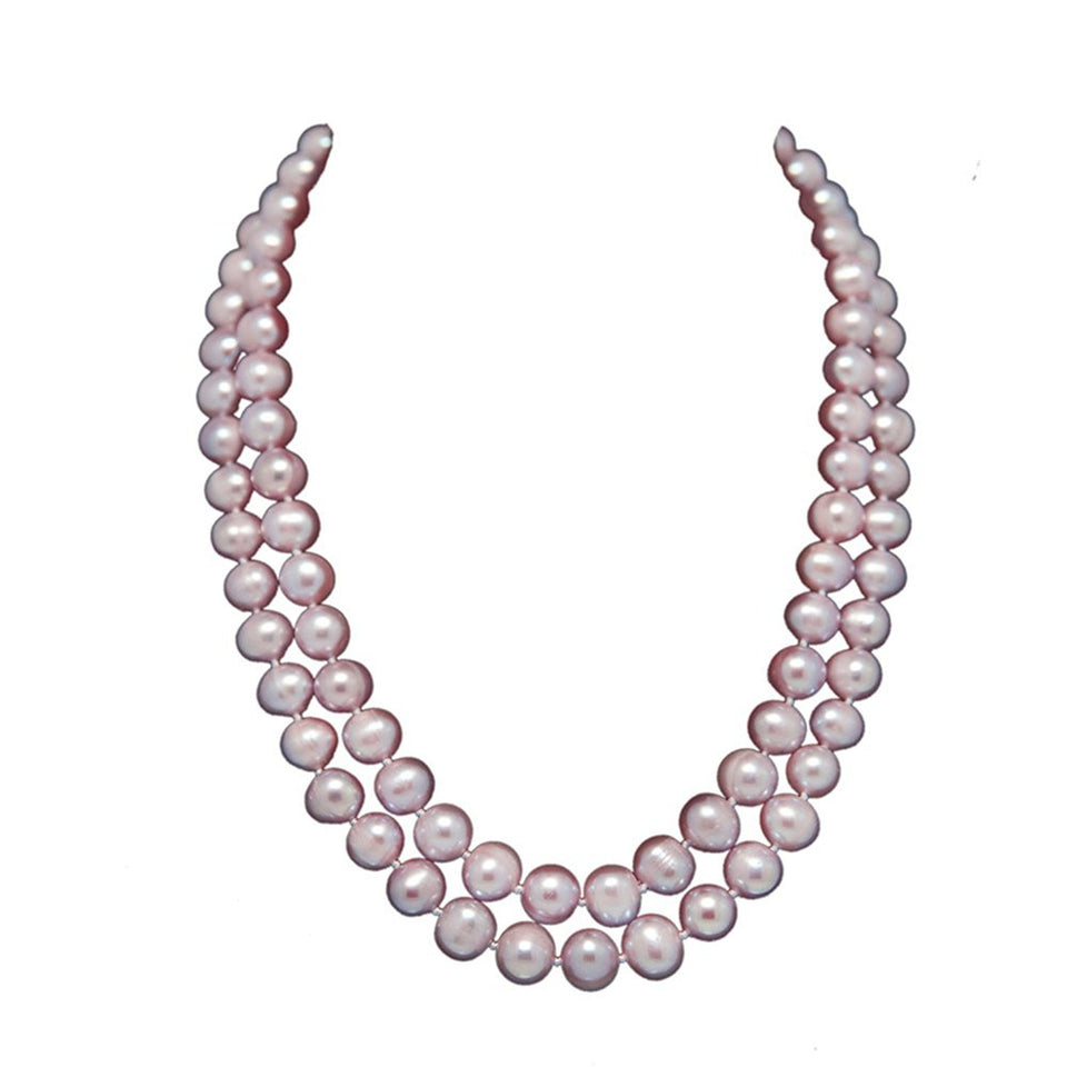 2-Row 9–10mm Lavender Freshwater Cultured Pearl Necklace, 17" and 18.5"