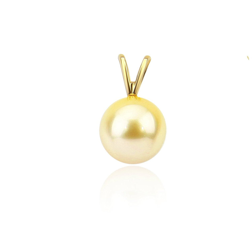 14K Gold 9–10mm Light Golden South Sea Pearl Pendant
