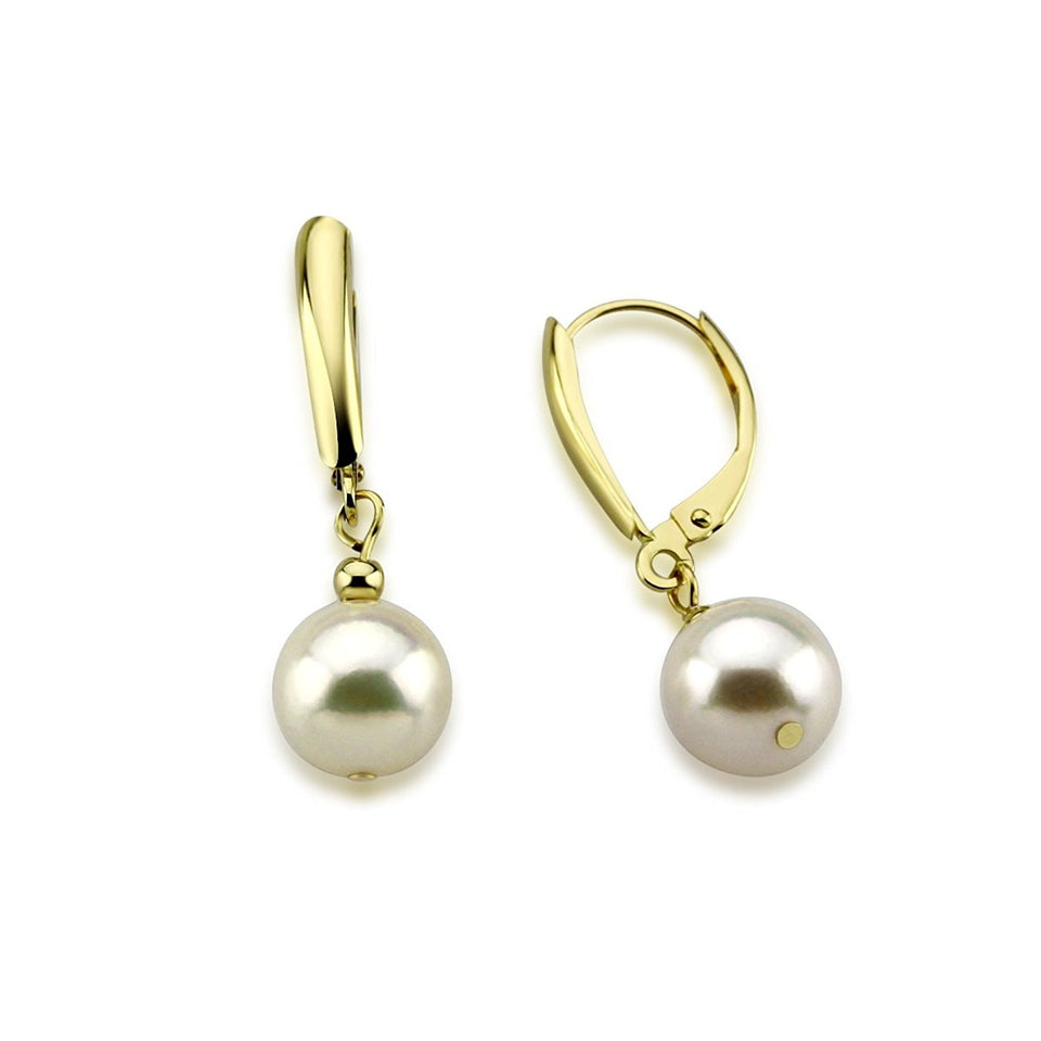 14K Gold 8.5–9mm Akoya Pearl Lever-Back Earrings