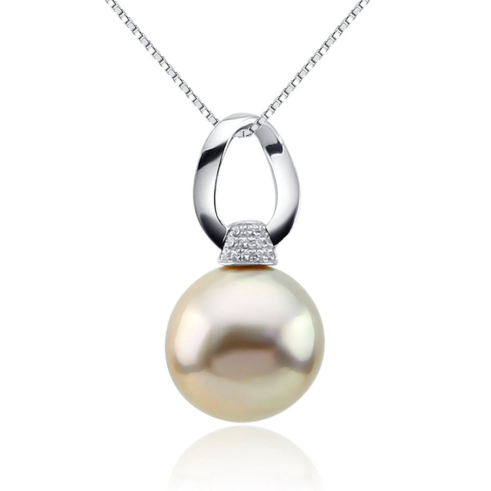Sterling Silver 12–13mm Peach Freshwater Cultured Pearl Pendant