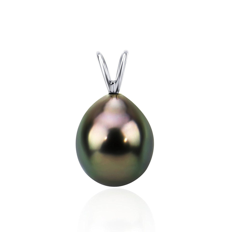 14K White Gold 8–9mm Black Tahitian Cultured Pearl Pendant