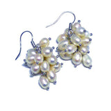 4–5mm White Freshwater Cultured Pearl Grape Earring with Base Metal Setting