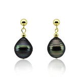 10–11mm Dark Tahiti South Sea Baroque Cultured Pearl Earrings