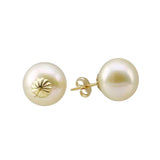 14K Yellow Gold 13–14mm Light Golden Freshwater Cultured Pearl Stud Earrings