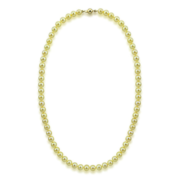 14K Yellow Gold 7–7.5mm Golden Akoya Cultured Pearl Necklace, 20"