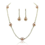 14K Yellow Gold 4–5mm White and 11–13mm Pink Baroque Freshwater Cultured Pearl Necklace, 20", and Earring Set