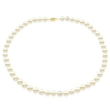 14K Yellow Gold 8–9mm White Freshwater Cultured Pearl Necklace, 18", and Earring Set