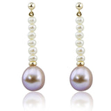 12–13mm Lavender and 4–5mm White Baroque Freshwater Pearl Necklace and Earrings Set