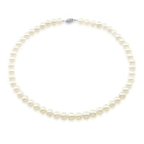 14K White Gold 8–9mm White Freshwater Cultured Pearl Necklace, 18", and Earring Set