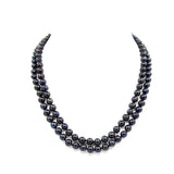 2-Row 6.5–7.5mm Black Freshwater Pearl Necklace, 18.5"/19.5"