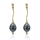 14K Yellow Gold 11–12mm Baroque Tahitian Cultured Pearl Dangle Earrings