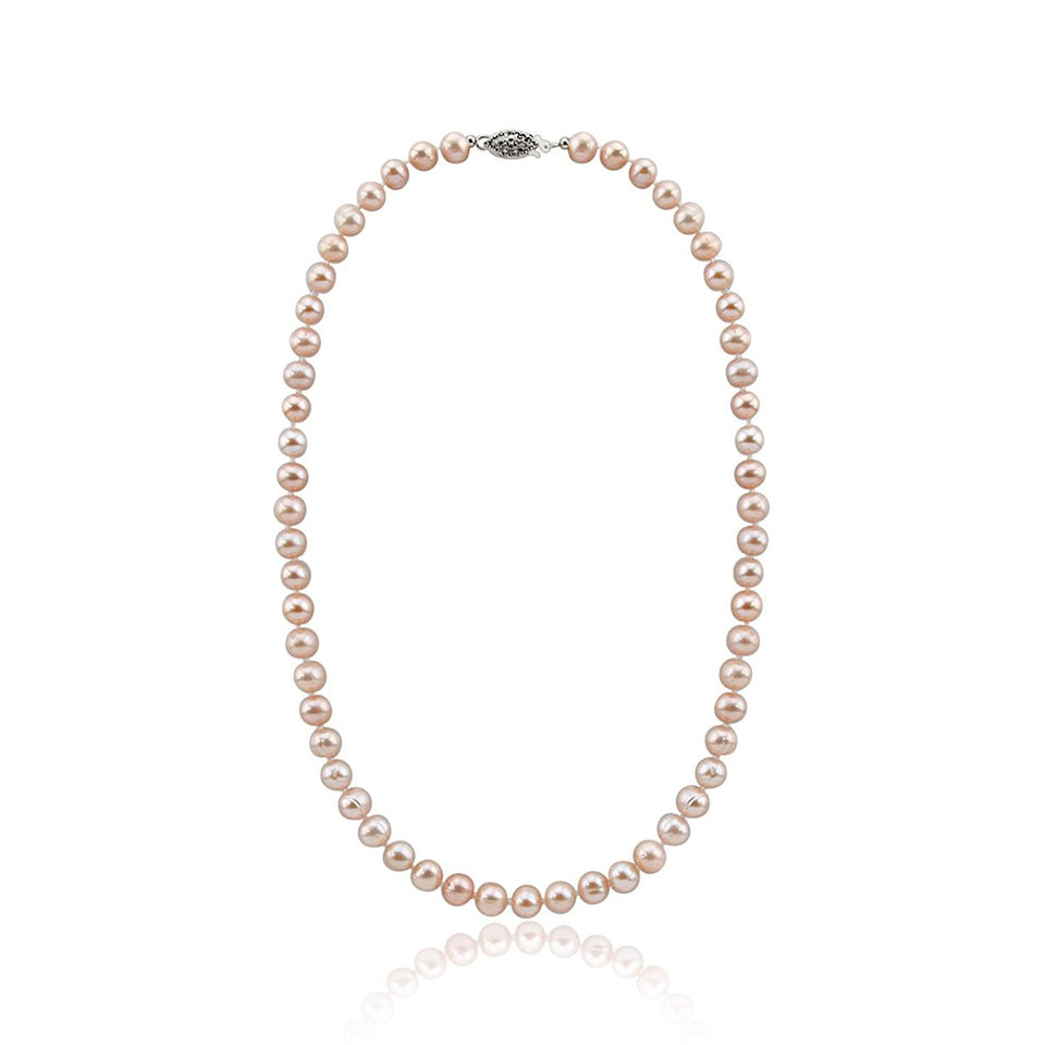 8–9mm Lavender Freshwater Cultured Pearl Necklace, 18", with Base Metal Clasp