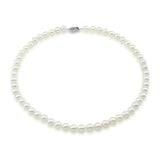 14K White Gold 7–7.5mm White Akoya Cultured Pearl Necklace, 18", with Stud Earring Set