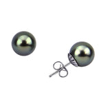 14K White Gold 10–11mm Dark Grey Tahitian Cultured Pearl Stud Earrings