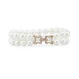 2-Row 6–7mm White Freshwater Cultured Pearl Bracelet, 8"