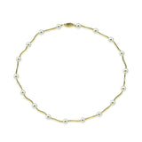 14K Gold 7–7.5mm White Akoya Pearl Station Necklace, 18"
