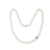 7–8mm White Freshwater Cultured Pearl Necklace, 17", with Four-Leaf Flower